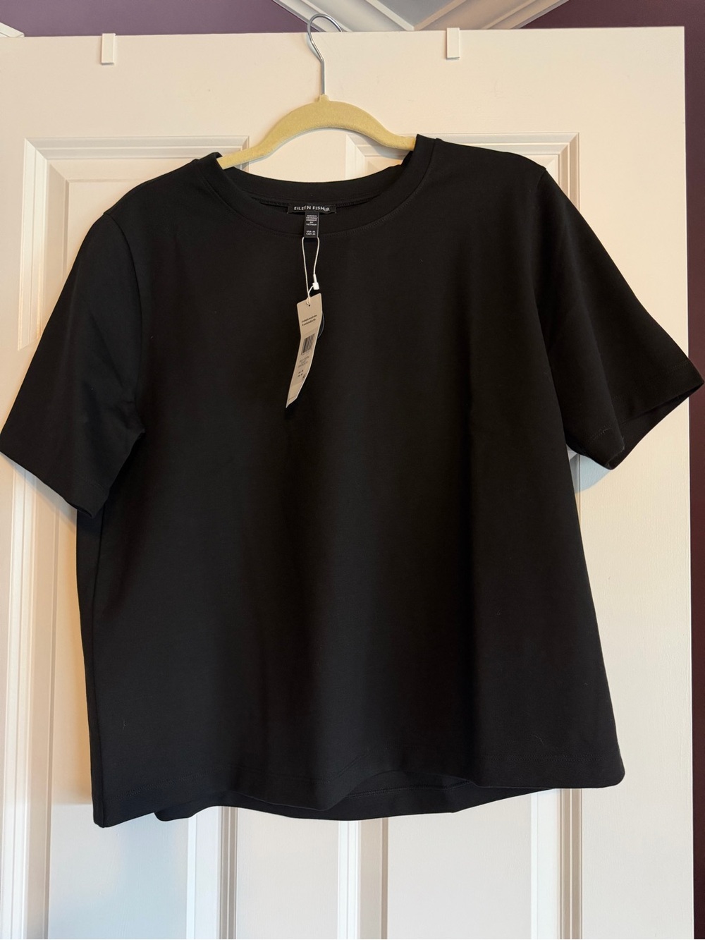 Eileen Fisher Black Boxy Short Sleeve Crewneck Tee